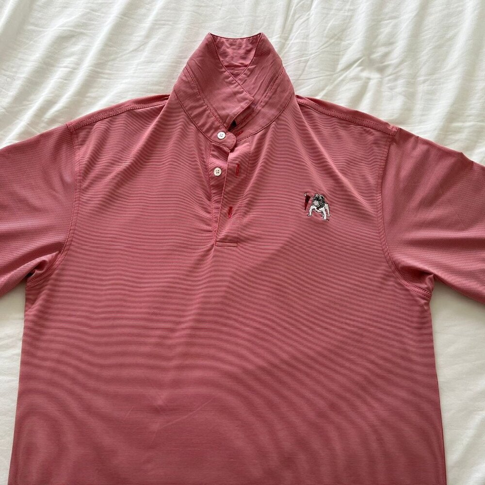 Onward Reserve Vintage UGA Dog Hairline Stripe Performance Polo
